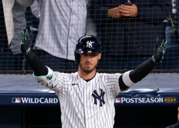 Cody Bellinger reacts after the Yankees' 9-2 rout of the Red Sox at Yankee Stadium, New York, September 30, 2026.